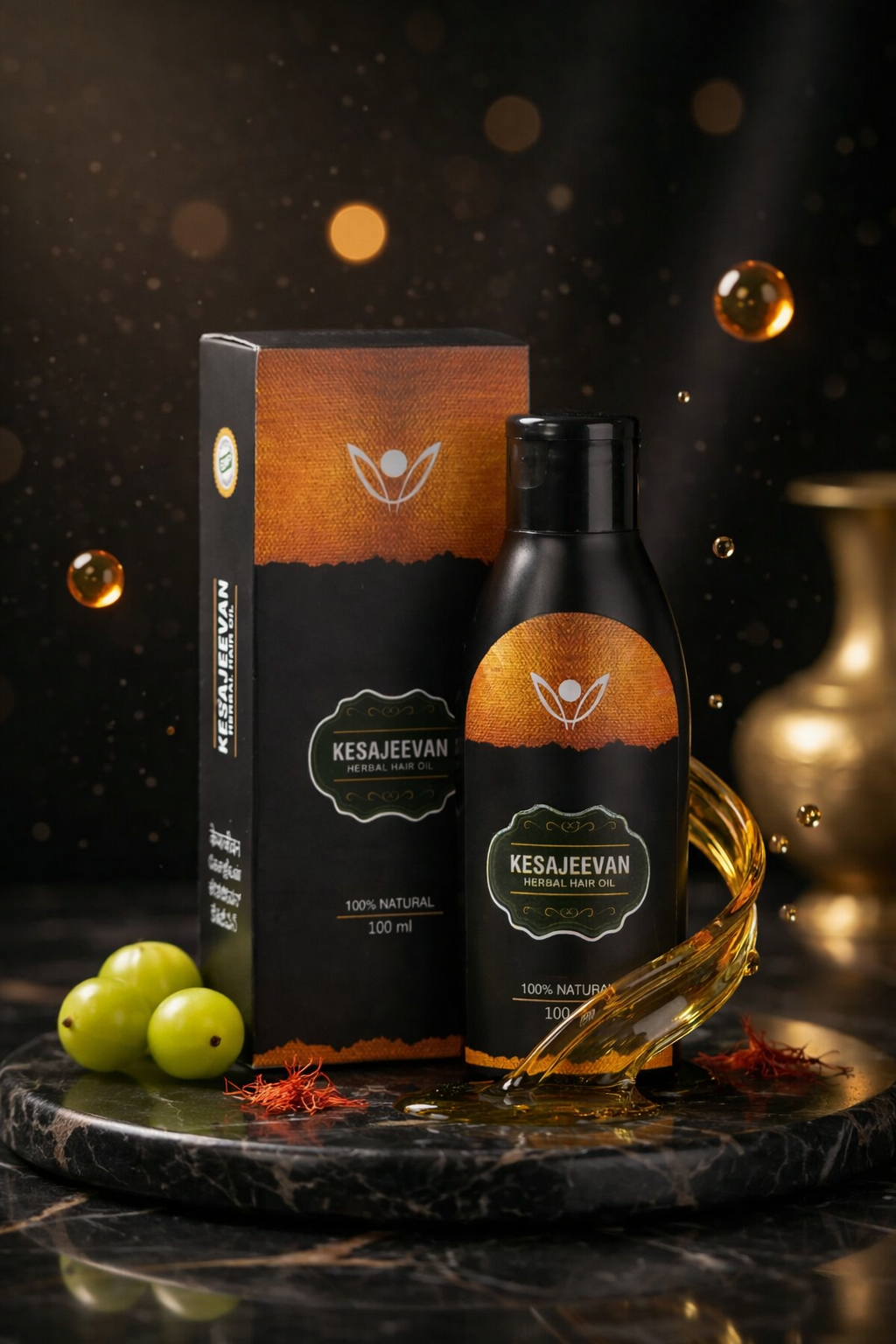 Kesajeevan Herbal Hair Oil 100ml – Natural Migraine & Headache Relief, Made in Kerala