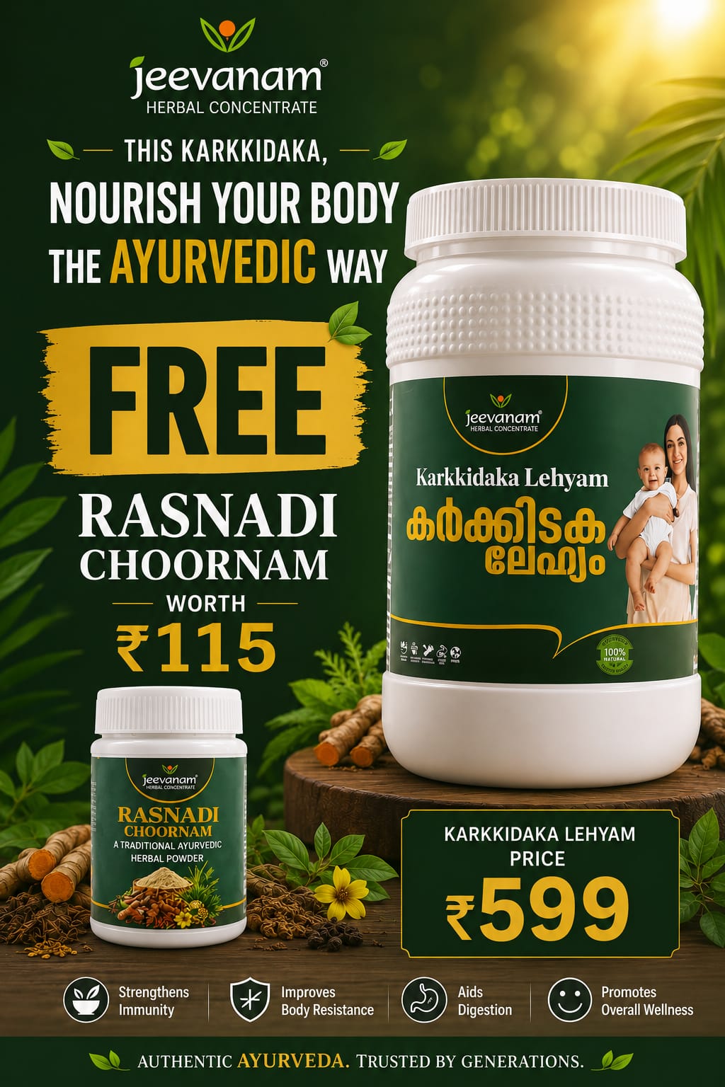 Special Offer - Buy Karkidaka Lehyam and Get Rasnadi Choornam Free